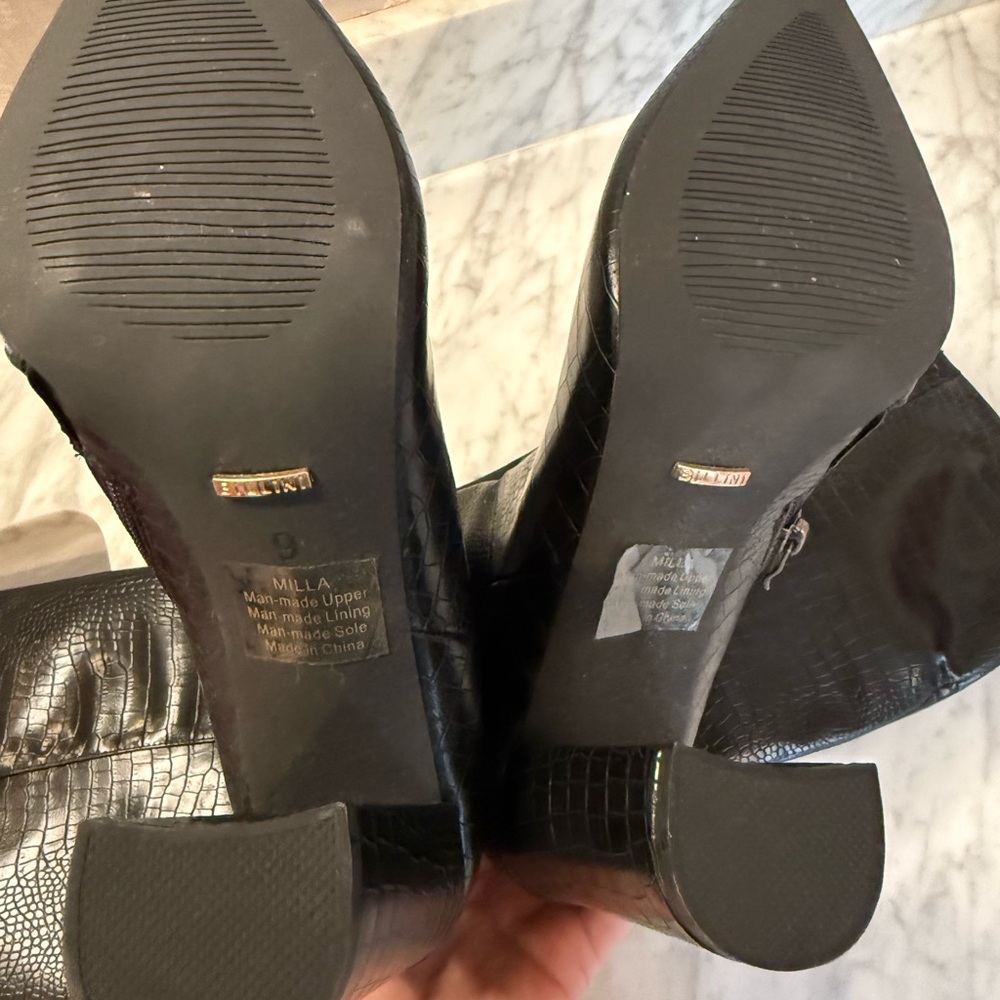 Billini Milla Black Croc Embossed Knee High Boots Block Heel Size 9 - Picture 5 of 5